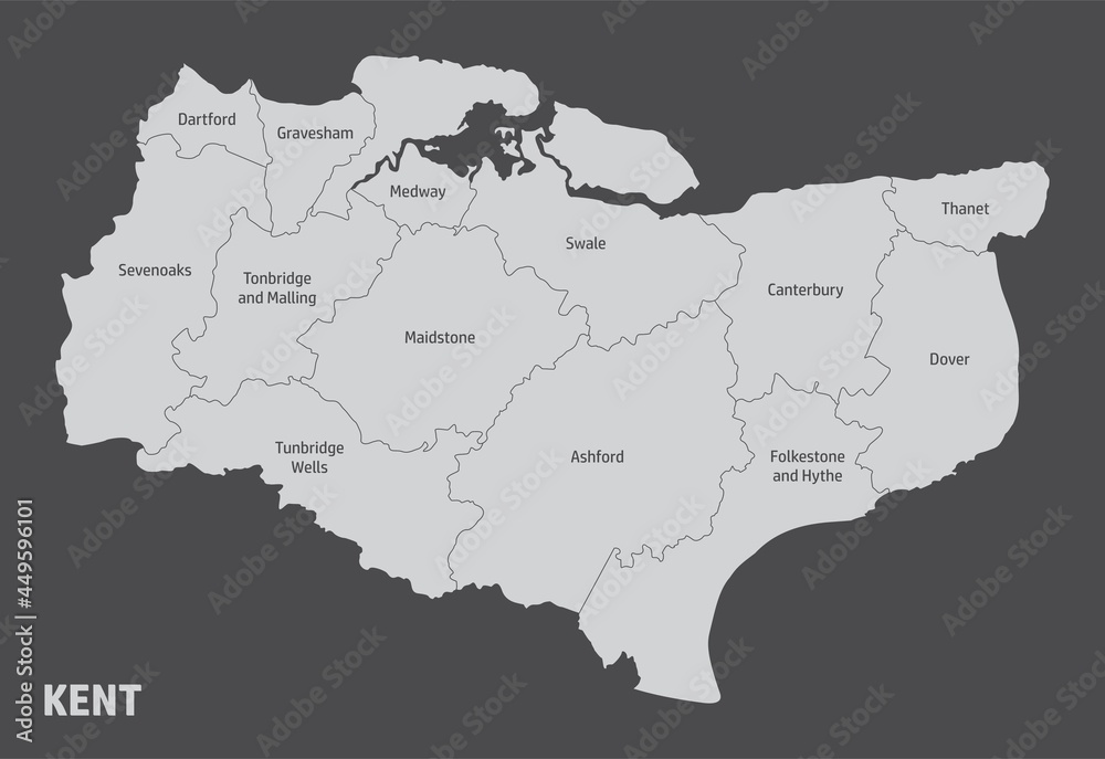 Fototapeta Kent county administrative map