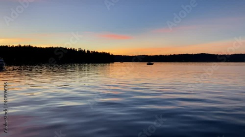 Sunset at Quartermaster Harbor anchorage in Puget Sound. photo