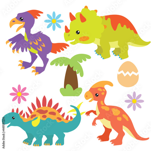 Cute colorful dinosaur vector cartoon illustration