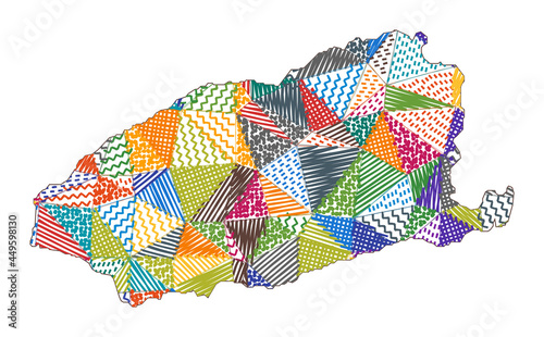 Kid style map of Imbros. Hand drawn polygons in the shape of Imbros. Vector illustration. photo