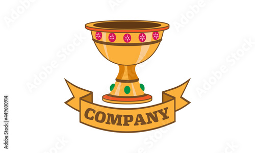 The Holy Grail logo. Gold bowl decorated with precious stones