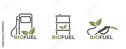 biofuel icon set. eco friendly fuel, sustainable and alternative energy symbols photo