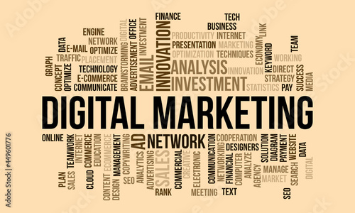 Business Concept, Digital Marketing Word Cloud Vector Template