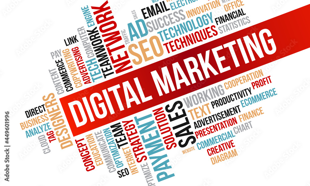 Fototapeta premium Business Concept, Digital Marketing Word Cloud Vector Template