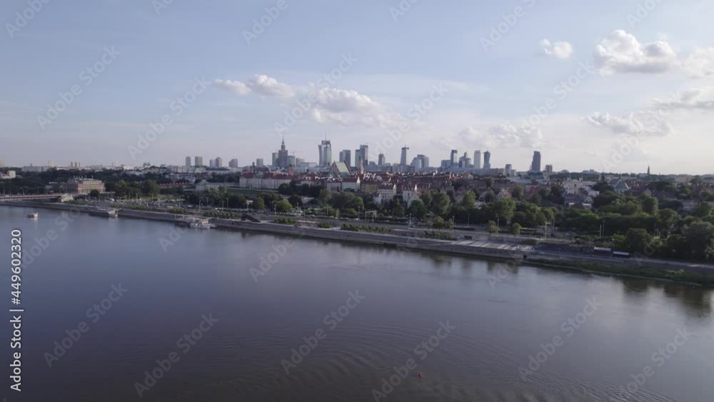 Warsaw during the day. Busy city seen from above on a beautiful sunny day. The largest city in Poland, shown in a wonderful way. Warsaw during the day. Busy city seen from above on a beautiful sunny day. The largest city in Poland, shown in a wonderful way.