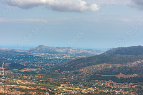 sea panorama from the heights of Keratea at sunset in Athens in Greece