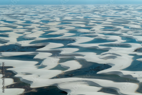 Aerial view of sand dunes in Lencois Maranhenses National Park, Brazil