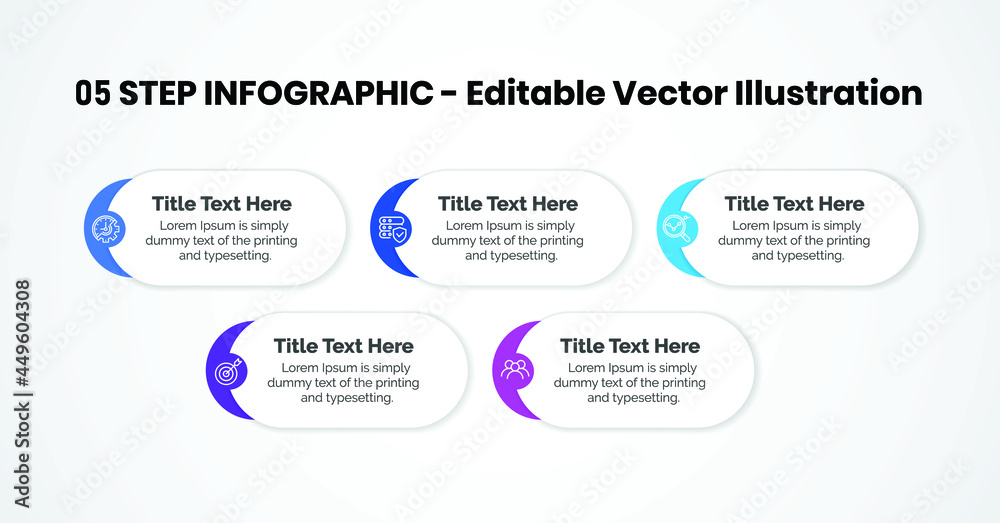 5 Steps Infographics Design Template - Graph, Pie chart, workflow layout, cycling diagram, brochure, report, presentation, web design. Editable Vector illustration 5 Steps Infographics Design Template - Graph, Pie chart, workflow layout, cycling diagram, brochure, report, presentation, web design. Editable Vector illustration