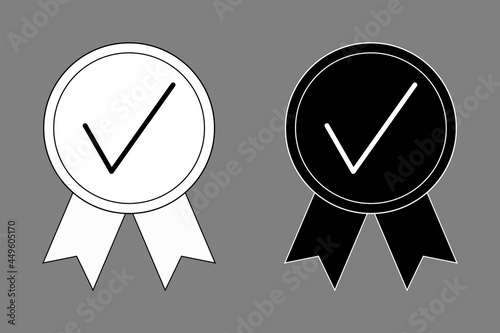 Award medal certificate honor premium quality sign black white outline