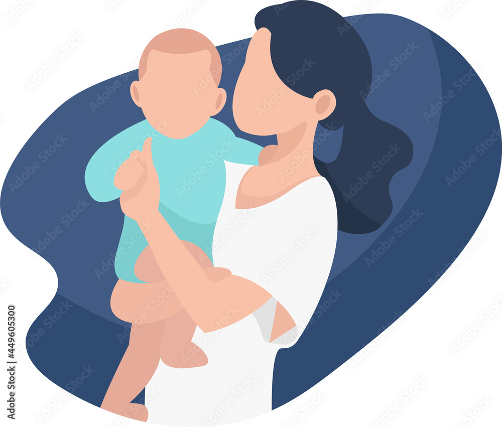 Obraz premium mother with a baby in her arms, illustration, dark background