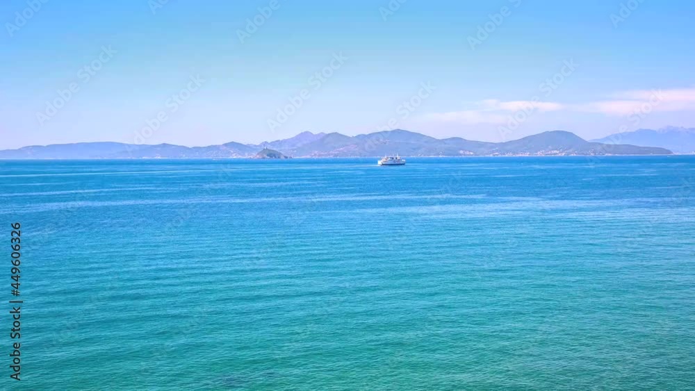 Time lapse video of the sea strait between Tuscany and the Island of Elba - In Italy Time lapse video of the sea strait between Tuscany and the Island of Elba - In Italy
