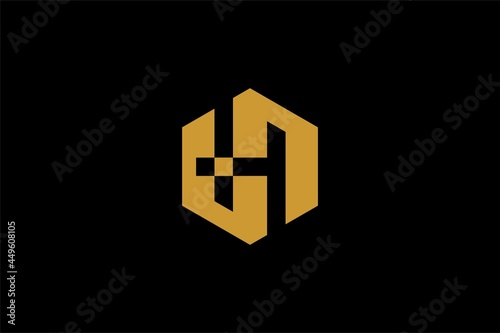Letter H shield logo design vector. Monogram H type abstract symbol.