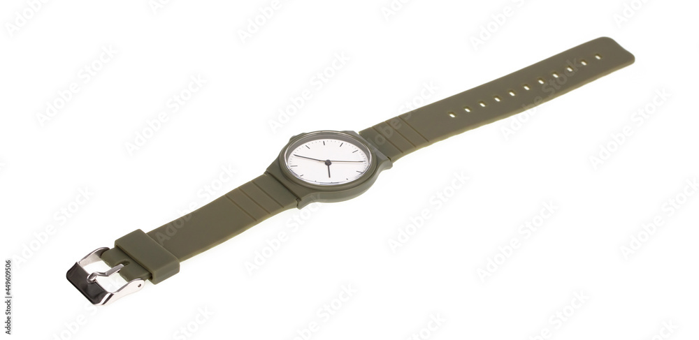 Wrist Watch green strap isolated on white background. Wrist Watch green strap isolated on white background.