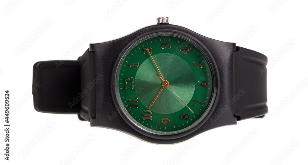 Wrist Watch black strap isolated on white background. Wrist Watch black strap isolated on white background.