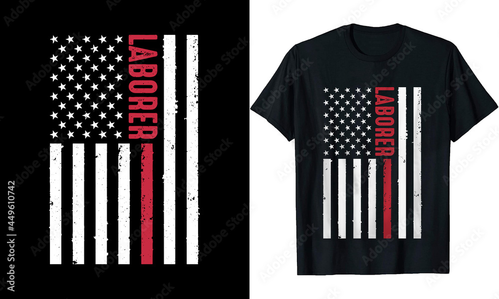 Laborer American flag  T-Shirt Design