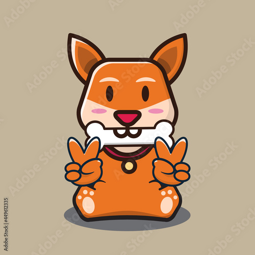 vector illustration of 
cute puppy biting bone