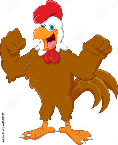 cartoon happy chicken isolated on white background