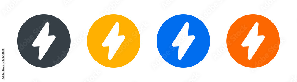 Thunderbolt in the circle design. Electric power button vector illustration Thunderbolt in the circle design. Electric power button vector illustration