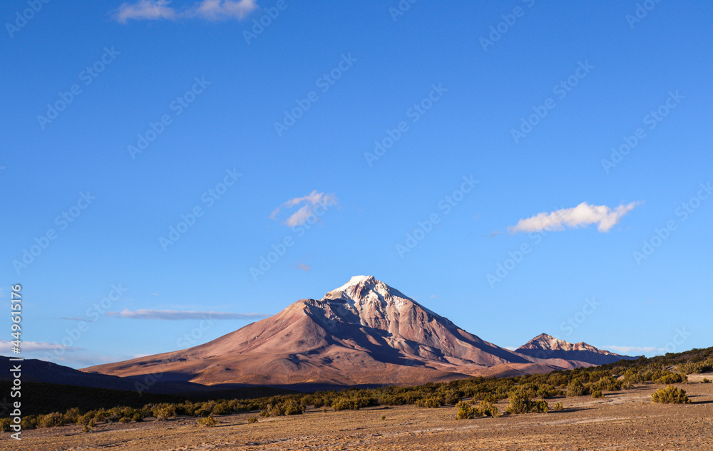 View of the volcano in volcan isluga national park