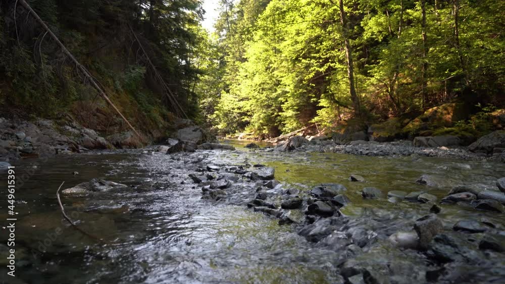 Low angle of water rushing across a shallow creek bed Low angle of water rushing across a shallow creek bed