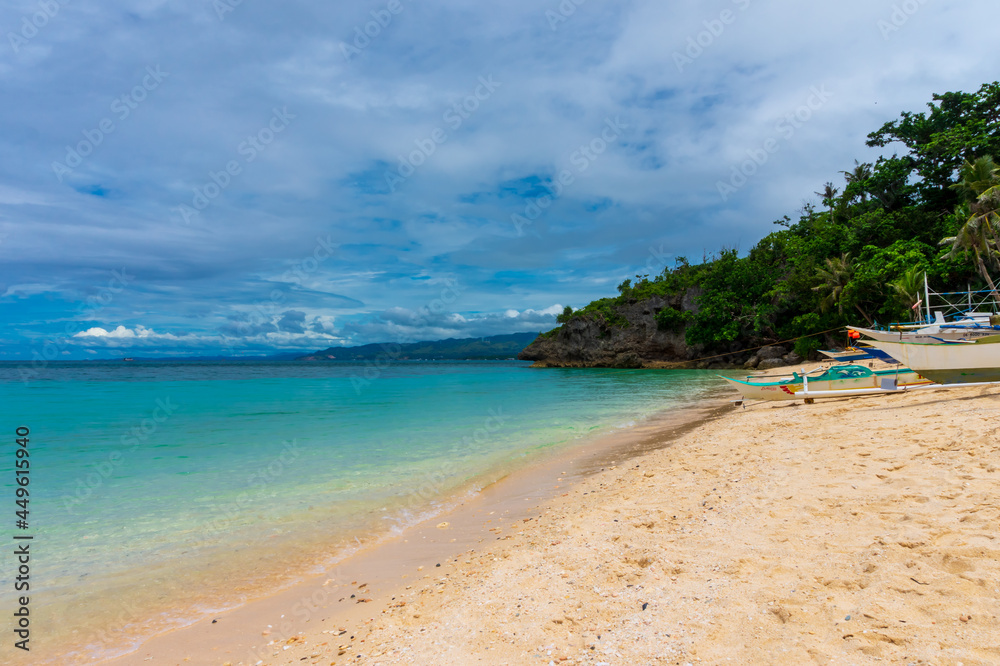 Ilig-Iligan beach in Boracay Island, Philippines.  Travel and nature.