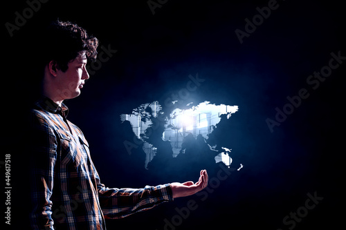 Global network image . Mixed media