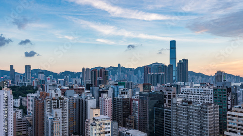 Central area of Hong Kong cityscape at dusk. © hit1912