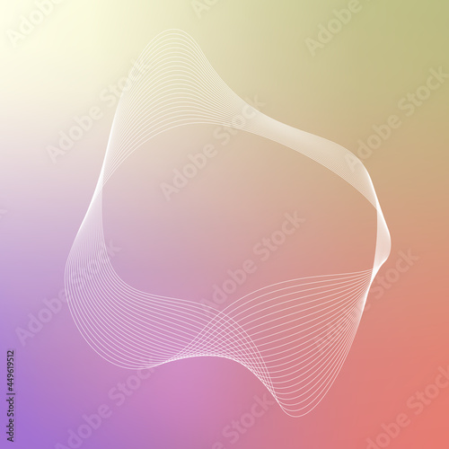 Abstract shape from blended lines on multi colored background. Vector illustration