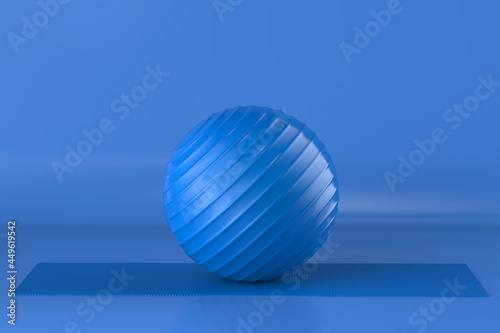blue fitness ball blue yoga mat