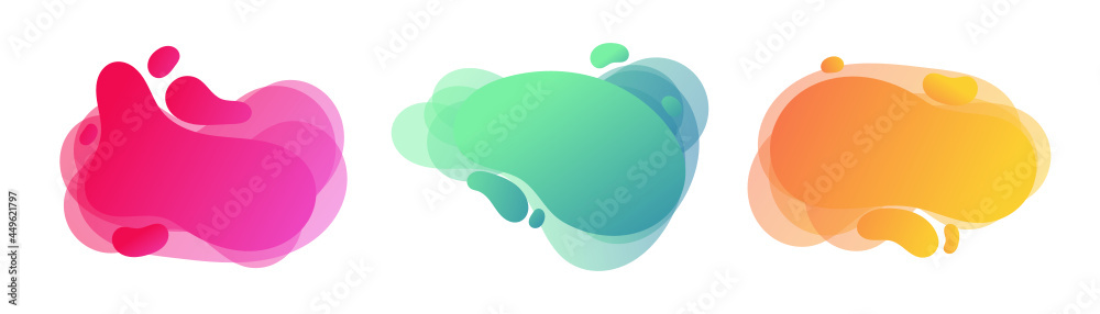 Geometric liquid colorful abstract shapes set. Modern design isolated white background. Can use for background on website or mobile apps. Template ready for use in web or print design, card, template