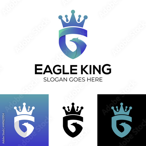 abstract letter G shaped eagle head combination with shield and crown icon for your brand logo