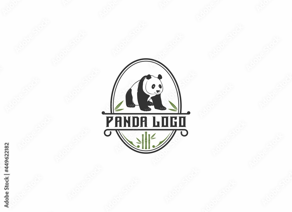 cute panda logo on white background