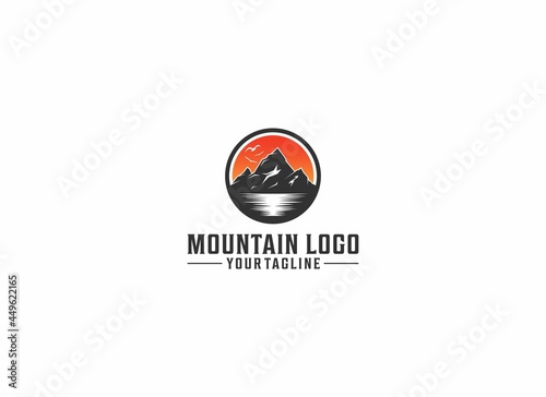 mountain logo template inspiration adventure in white background