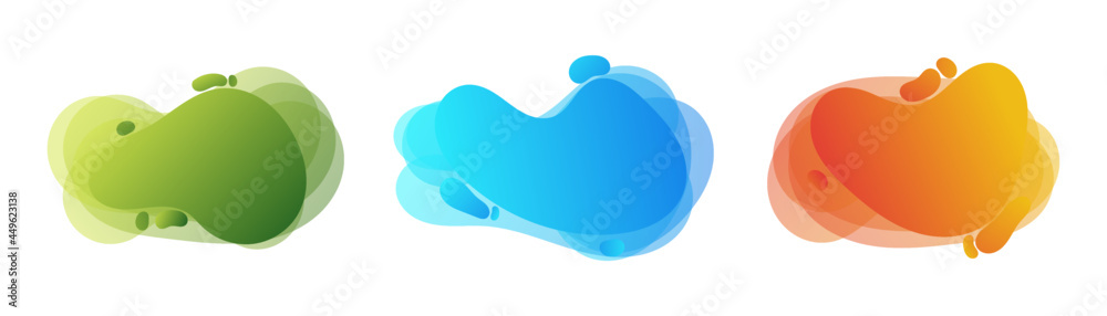 Geometric liquid colorful abstract shapes set. Modern design isolated white background. Can use for background on website or mobile apps. Template ready for use in web or print design, card, template Geometric liquid colorful abstract shapes set. Modern design isolated white background. Can use for background on website or mobile apps. Template ready for use in web or print design, card, template