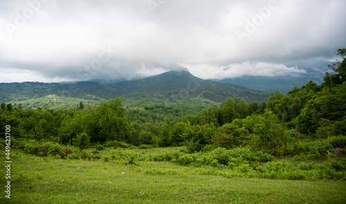 Beautiful mountains in the clouds in the Republic of Abkhazia
