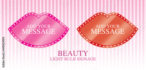 lips shape light bulb sign graphic vector for adding your text
