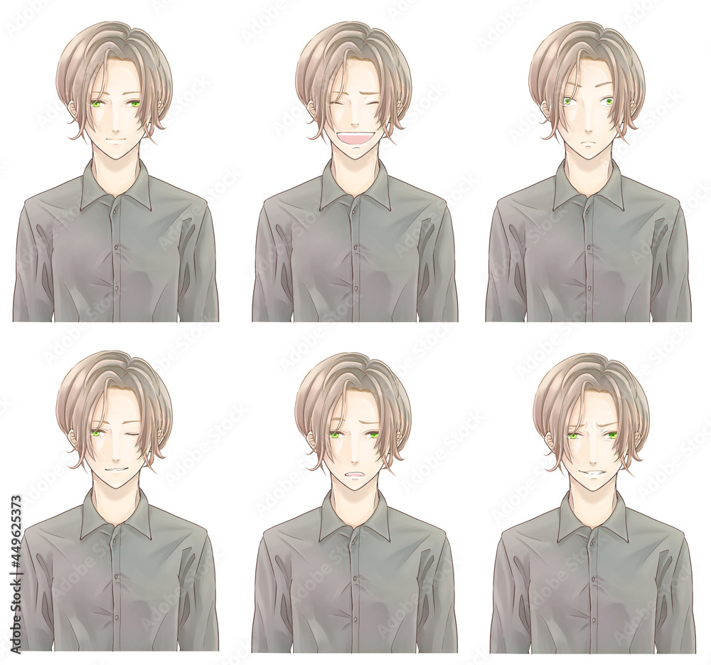 色んな表情の細身の美形成年男性 色んな表情の細身の美形成年男性