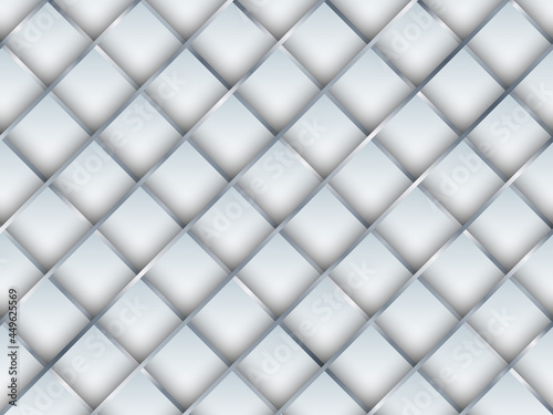 Abstract seamless pattern 3d white square with silver gradient grid lines background and texture
