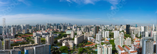 Ultra wide panorama image of Singapore Cityscapes at Daytime.