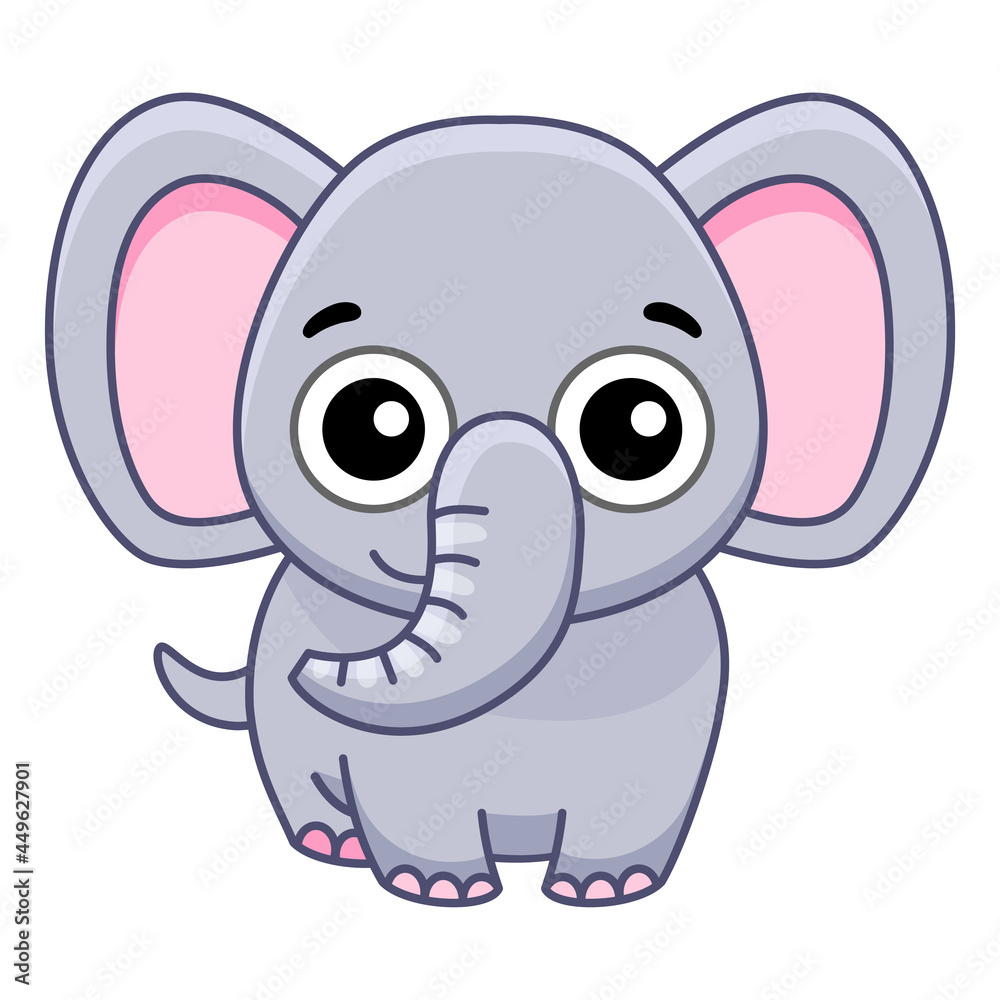 Fototapeta premium Zoo animal for children coloring book. Funny elephant in a cartoon style. Trace the dots and color the picture