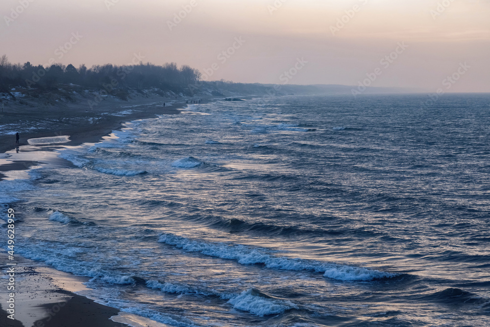 View of the stormy Baltic Sea on the Vistula Spit at the winter time. View of the stormy Baltic Sea on the Vistula Spit at the winter time.
