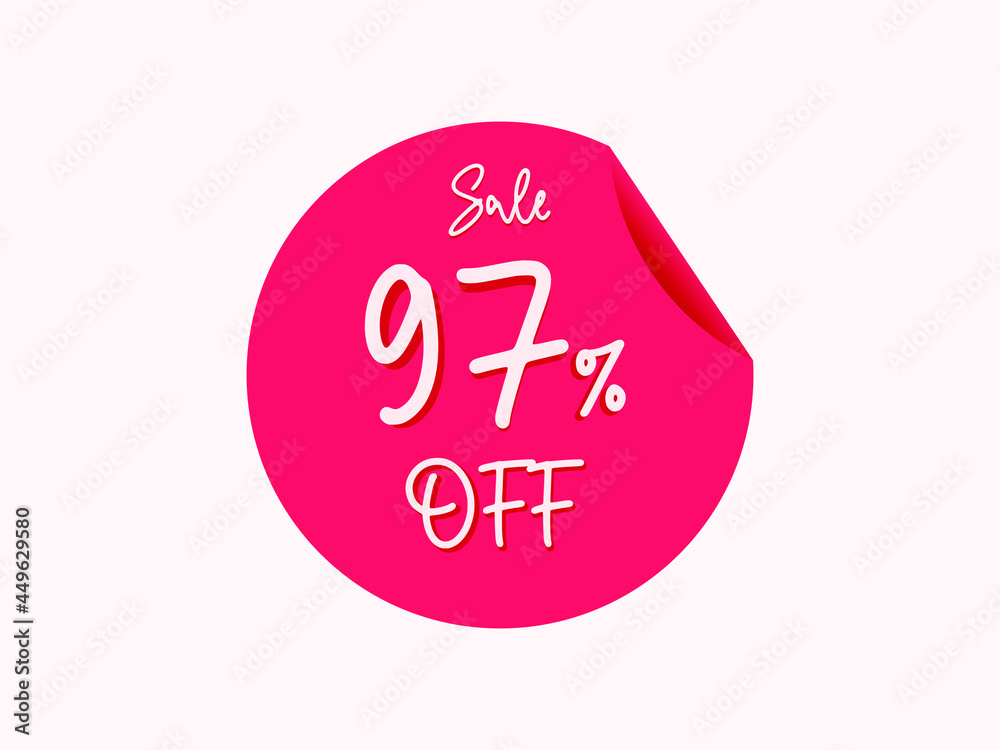 97 percent off sticker, 97% off sale of special offers 97 percent off sticker, 97% off sale of special offers