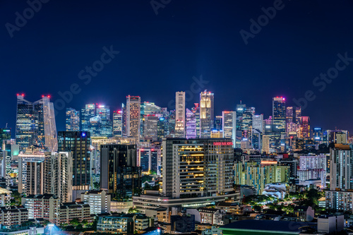 Singapore skyscrapers at magic hour.