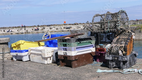 Lobster fishing pots in Carnlough Antrim Northern Ireland