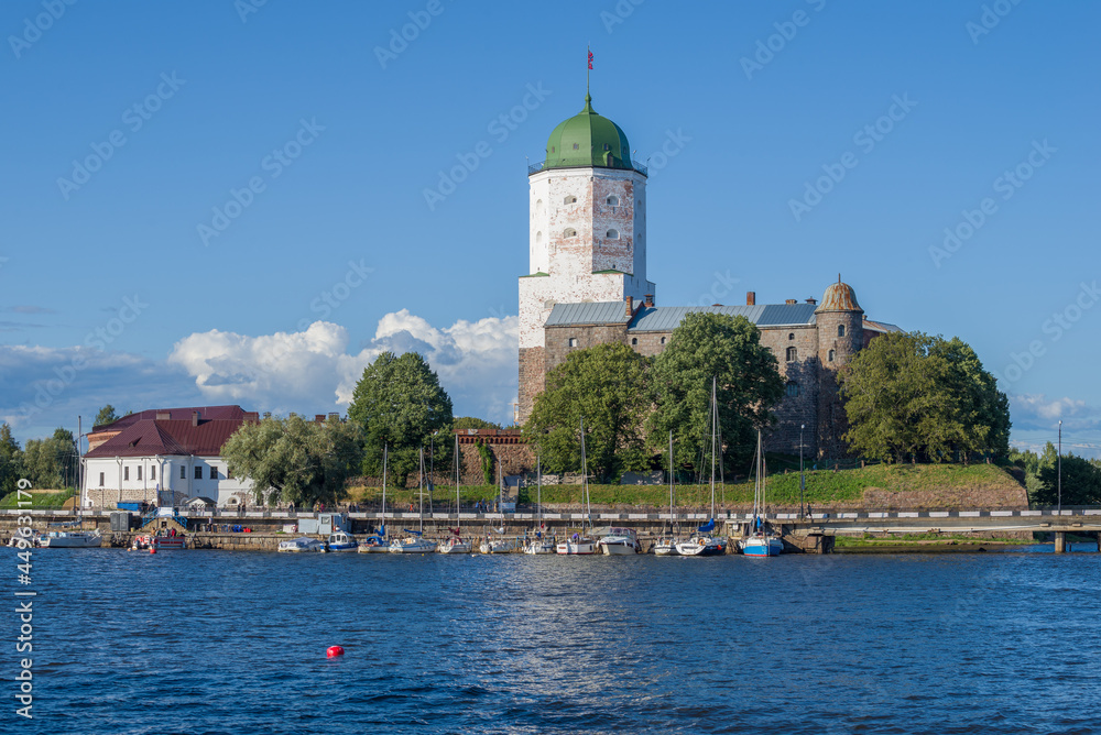 View of the Vyborg Castle on a sunny July day. Leningrad region, Russia