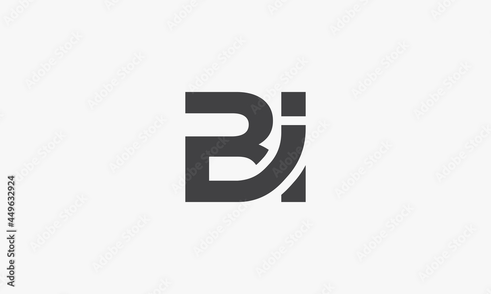 BI letter logo connected concept isolated on white background. BI letter logo connected concept isolated on white background.