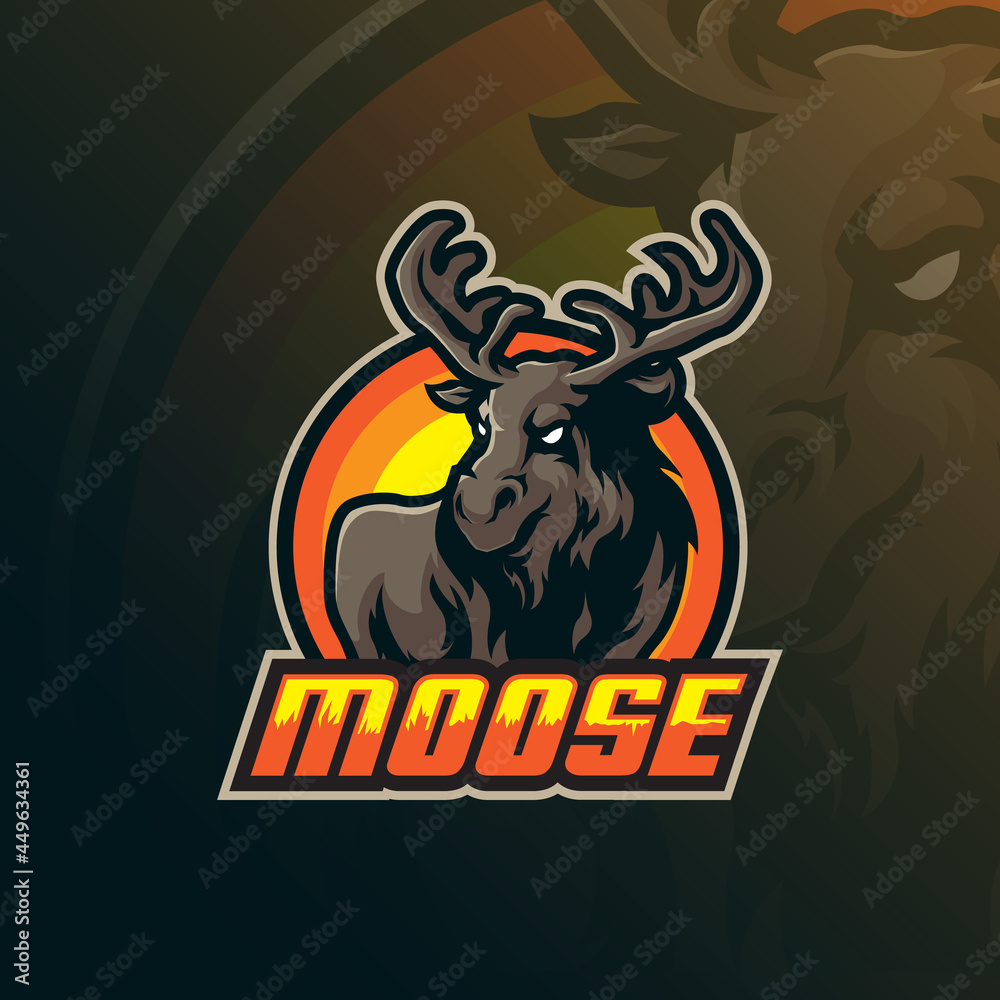 moose mascot logo design vector with modern illustration concept style for badge, emblem and t shirt printing. moose illustration.