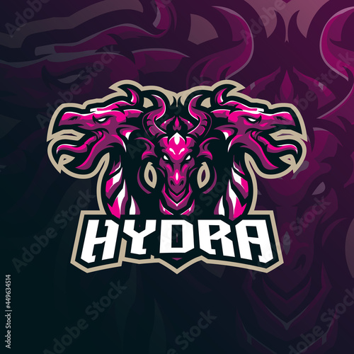 hydra mascot logo design vector with modern illustration concept style for badge, emblem and t shirt printing. angry hydra illustration for sport team. photo