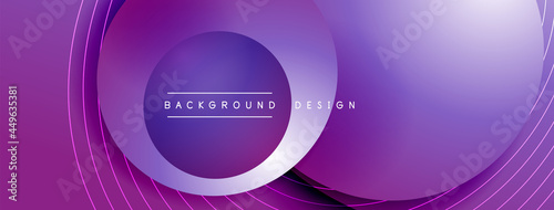Gradient circles with shadows. Vector techno abstract background. Modern overlapping forms wallpaper background, design template