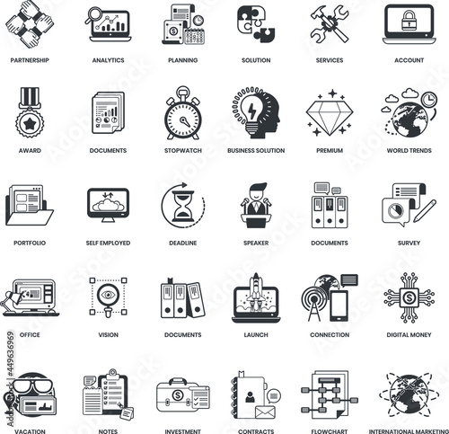 Business icons set for business, marketing, management